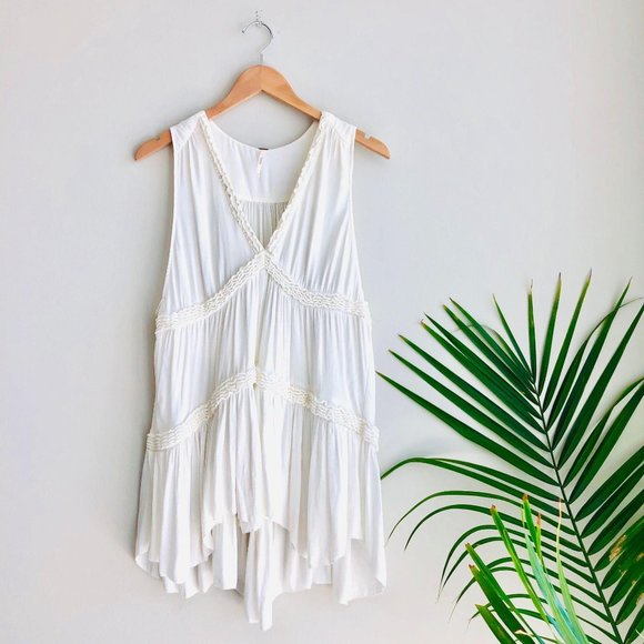 Free People Tops - Free People Pleated Ruffle Skirted V-Neck Blouse S